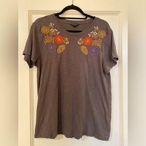 Lucky Brand Floral Embroidered T-Shirt, L